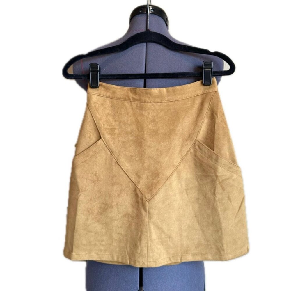 LF tan suede Jaase mini skirt